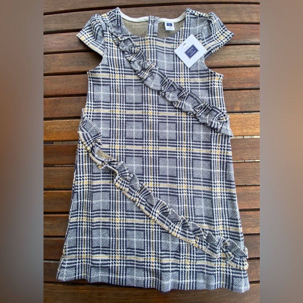 Janie and Jack toddler girls plaid jumper size 5 NWT navy and gold